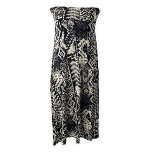 Banana Lemon Women’s Maxi Hulter Sun Dress Black and White Pattern Size Medium